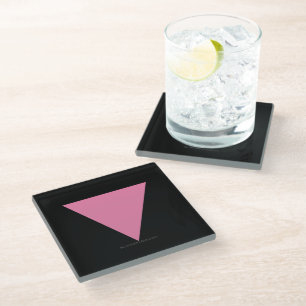 SlipperyJoe's pink triangle flag bright pink symbo Glass Coaster