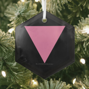 SlipperyJoe's pink triangle flag bright pink symbo Glass Ornament