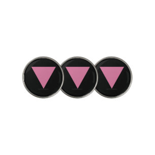 SlipperyJoe's pink triangle flag bright pink symbo Golf Ball Marker