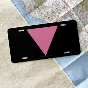SlipperyJoe's pink triangle flag bright pink symbo License Plate