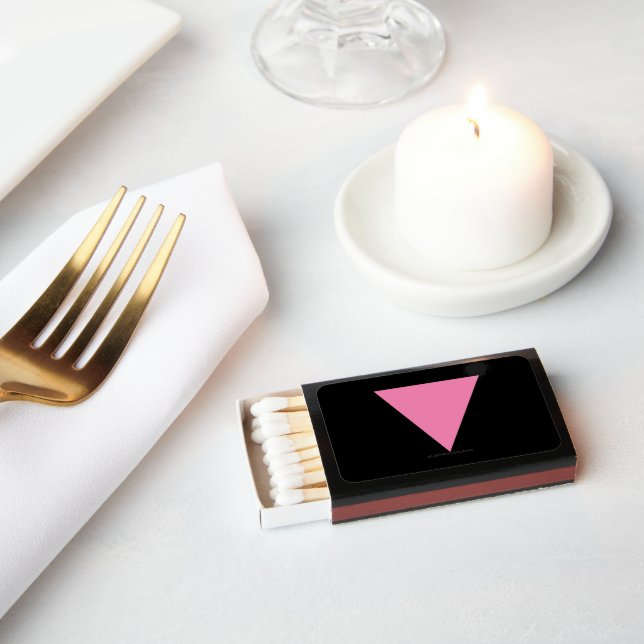 SlipperyJoe's pink triangle flag bright pink symbo Matchboxes (Insitu)