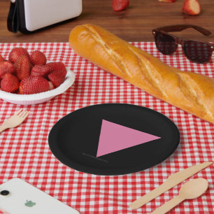 SlipperyJoe's pink triangle flag bright pink symbo Paper Plates