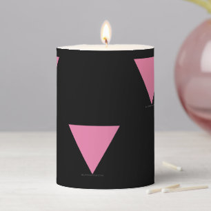 SlipperyJoe's pink triangle flag bright pink symbo Pillar Candle