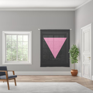 SlipperyJoe's pink triangle flag bright pink symbo Sheer Curtains