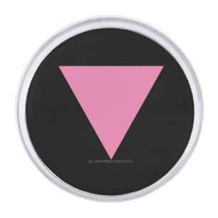 SlipperyJoe's pink triangle flag bright pink symbo Silver Finish Lapel Pin