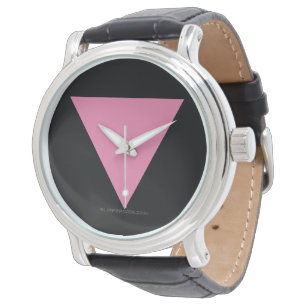 SlipperyJoe's pink triangle flag bright pink symbo Watch