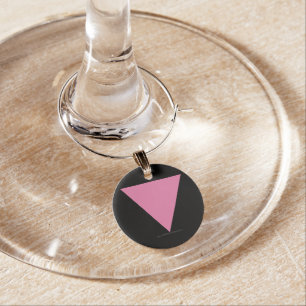 SlipperyJoe's pink triangle flag bright pink symbo Wine Charm
