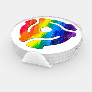 SlipperyJoe's plastic 45 RPM record adapter circul Coaster Set