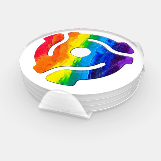 SlipperyJoe's plastic 45 RPM record adapter circul Coaster Set (Set)