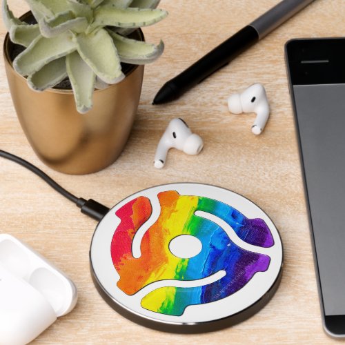 SlipperyJoes plastic 45 RPM record adapter circul Wireless Charger