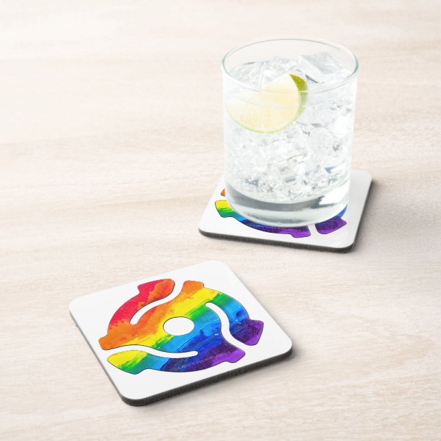 SlipperyJoe's plastic 45 RPM record adapter vibran Beverage Coaster (Right Side)