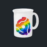SlipperyJoe's plastic 45 RPM record adapter vibran Beverage Pitcher<br><div class="desc">SlipperyJoe's plastic 45 RPM record adapter vibrant rainbow tie-dye design spindle insert contemporary pop-art vibe red orange yellow green blue purple retro meets modern 7-inch vinyl artistic gay pride gifts LGBTQIA merging nostalgia with modern identity standard turntables</div>