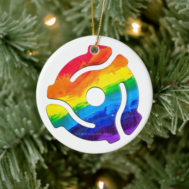 SlipperyJoe's plastic 45 RPM record adapter vibran Ceramic Ornament (Tree)