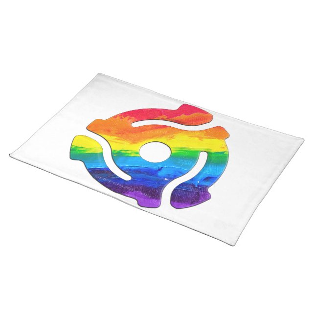 SlipperyJoe's plastic 45 RPM record adapter vibran Cloth Placemat (On Table)
