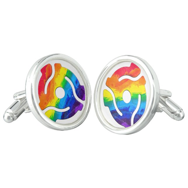 SlipperyJoe's plastic 45 RPM record adapter vibran Cufflinks (Angled)