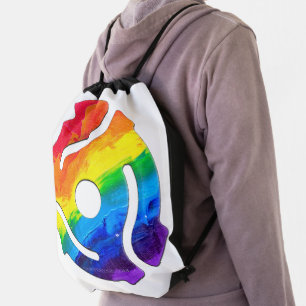 SlipperyJoe's plastic 45 RPM record adapter vibran Drawstring Bag