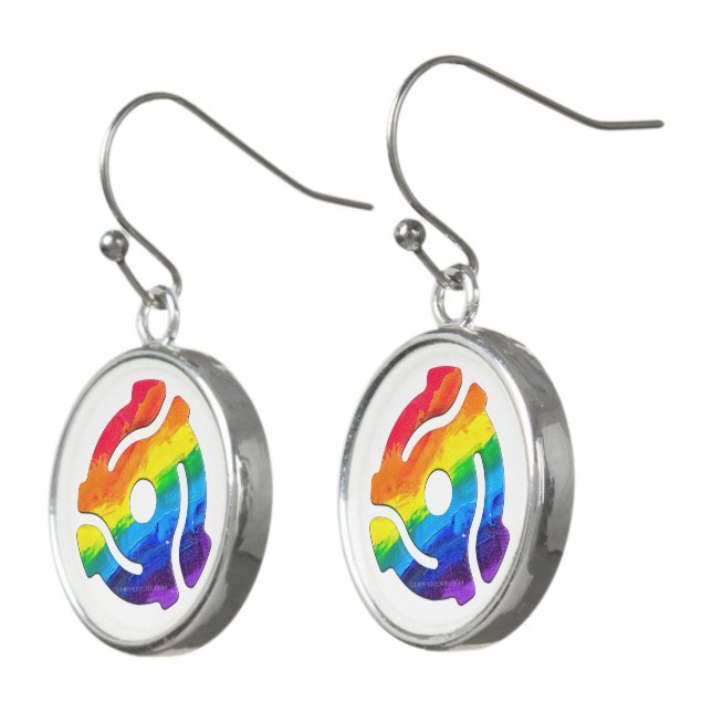 SlipperyJoe's plastic 45 RPM record adapter vibran Earrings (Angled)