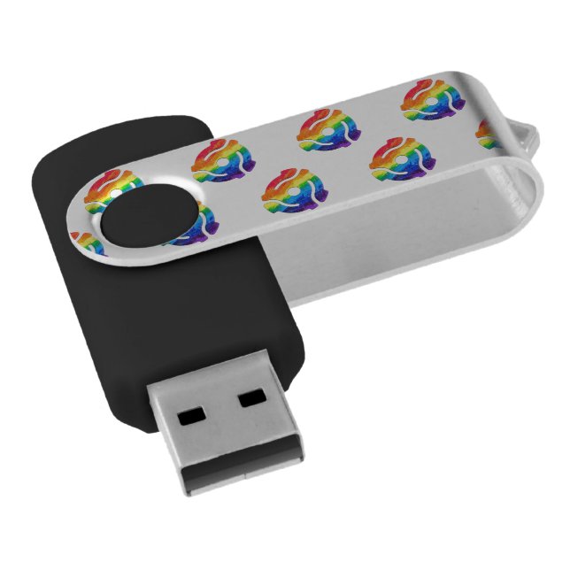 SlipperyJoe's plastic 45 RPM record adapter vibran Flash Drive (Angled)