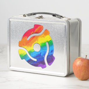 SlipperyJoe's plastic 45 RPM record adapter vibran Metal Lunch Box