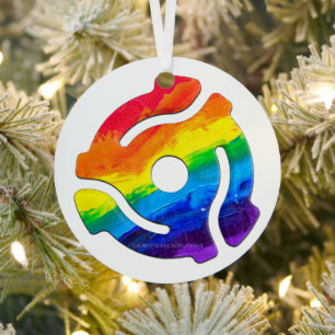 SlipperyJoe's plastic 45 RPM record adapter vibran Metal Ornament