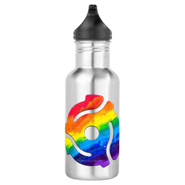 SlipperyJoe's plastic 45 RPM record adapter vibran Stainless Steel Water Bottle (Right)