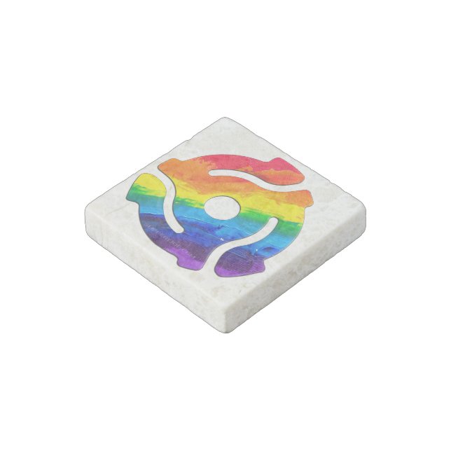 SlipperyJoe's plastic 45 RPM record adapter vibran Stone Magnet (Angled)