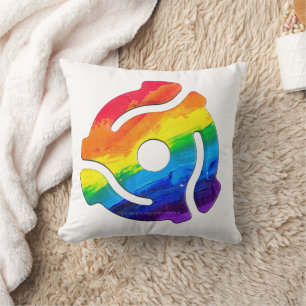SlipperyJoe's plastic 45 RPM record adapter vibran Throw Pillow