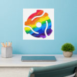 SlipperyJoe's plastic 45 RPM record adapter vibran Wall Decal<br><div class="desc">SlipperyJoe's plastic 45 RPM record adapter vibrant rainbow tie-dye design spindle insert contemporary pop-art vibe red orange yellow green blue purple retro meets modern 7-inch vinyl artistic gay pride gifts LGBTQIA merging nostalgia with modern identity standard turntables</div>
