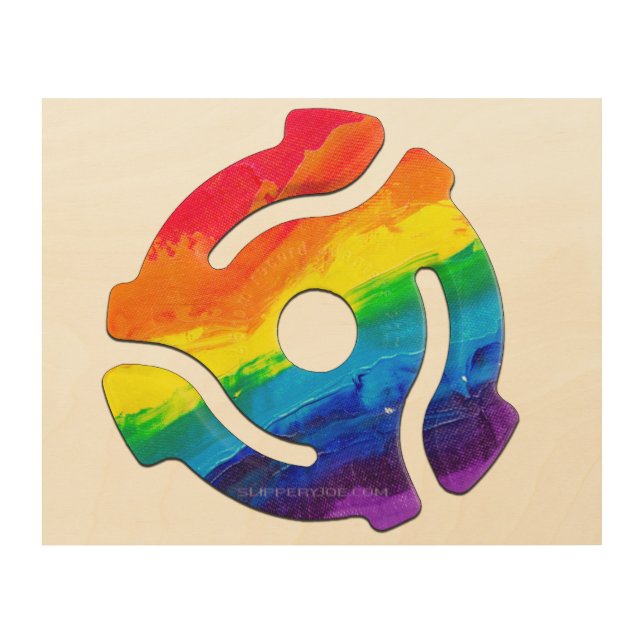 SlipperyJoe's plastic 45 RPM record adapter vibran Wood Wall Art (Front)