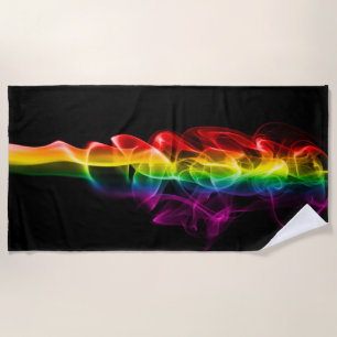 SlipperyJoe's plume of rainbow energy vapor caught Beach Towel