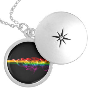 SlipperyJoe's plume of rainbow energy vapor caught Locket Necklace