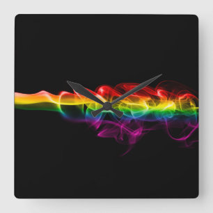 SlipperyJoe's plume of rainbow energy vapor caught Square Wall Clock