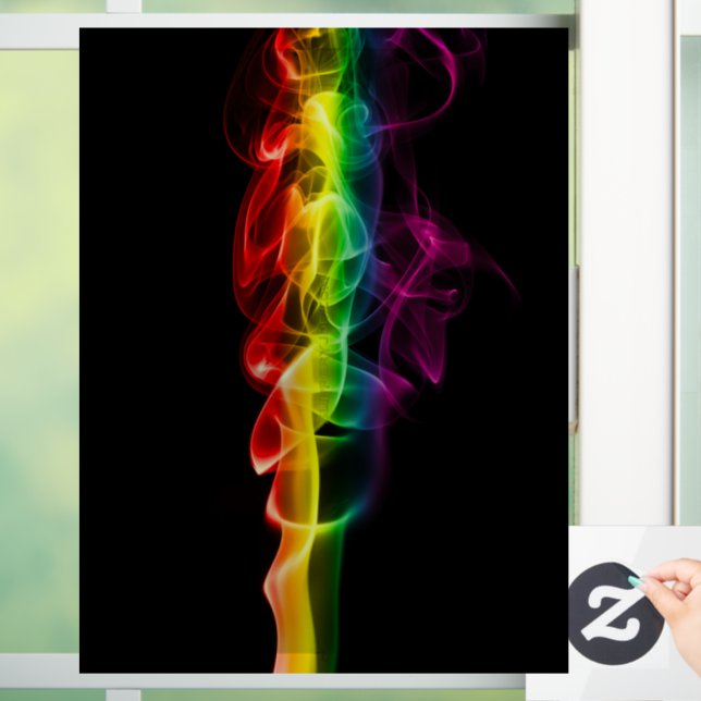 SlipperyJoe's plume of rainbow energy vapor caught Window Cling (Home)