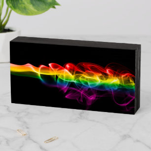 SlipperyJoe's plume of rainbow energy vapor caught Wooden Box Sign