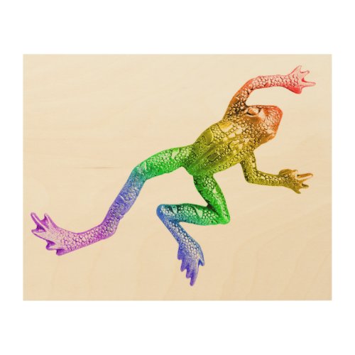 SlipperyJoes Pride Frog animal crawling rainbow  Wood Wall Art