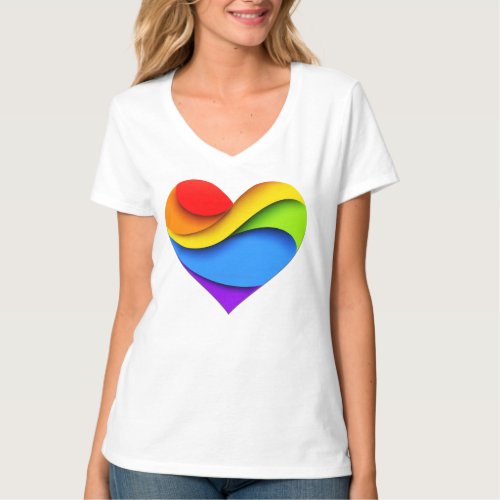 SlipperyJoes Pride Heart Curves heart_shaped 3_D  T_Shirt