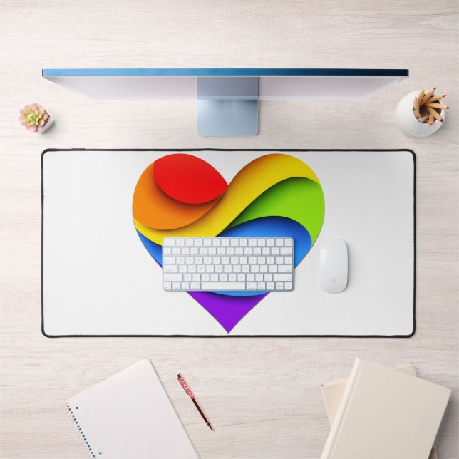SlipperyJoe's pride heart curves shape 3-D three-d Desk Mat (Office 1)