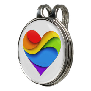 SlipperyJoe's pride heart curves shape 3-D three-d Golf Hat Clip