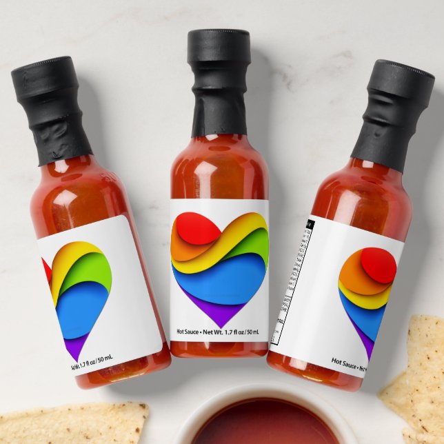 SlipperyJoe's pride heart curves shape 3-D three-d Hot Sauces (Laydown)