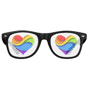 SlipperyJoe's pride heart curves shape 3-D three-d Retro Sunglasses