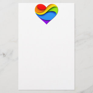 SlipperyJoe's pride heart curves shape 3-D three-d Stationery