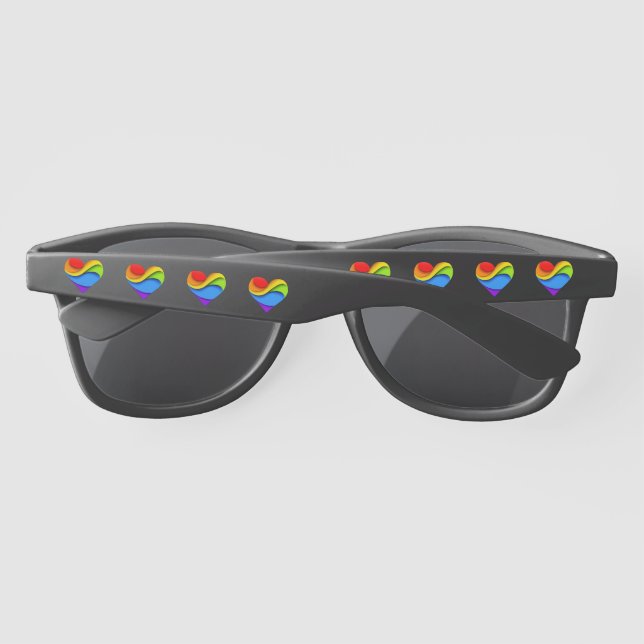 SlipperyJoe's pride heart curves shape 3-D three-d Sunglasses (Back)