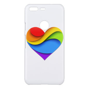 SlipperyJoe's pride heart curves shape 3-D three-d Uncommon Google Pixel Case