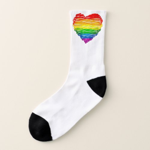 SlipperyJoes Pride Heart Scribbles heart shape dr Socks