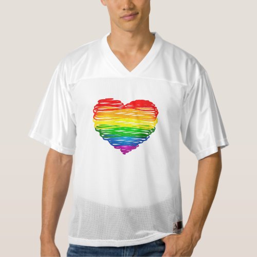 SlipperyJoes Pride Heart Scribbles heart shape  Mens Football Jersey