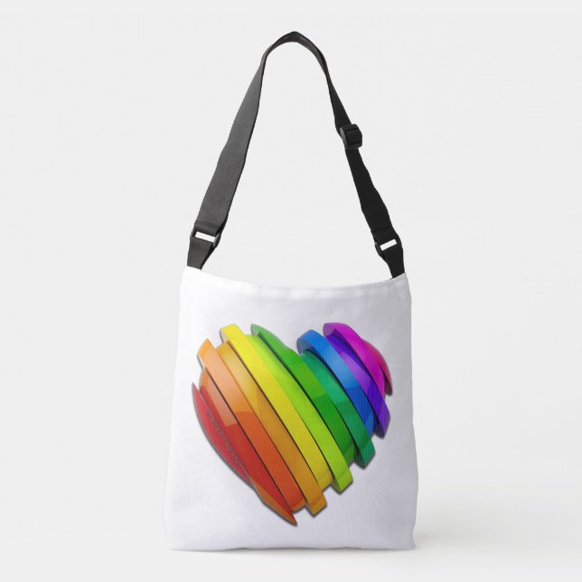 SlipperyJoe's pride heart shape multiple horizonta Crossbody Bag (Front)