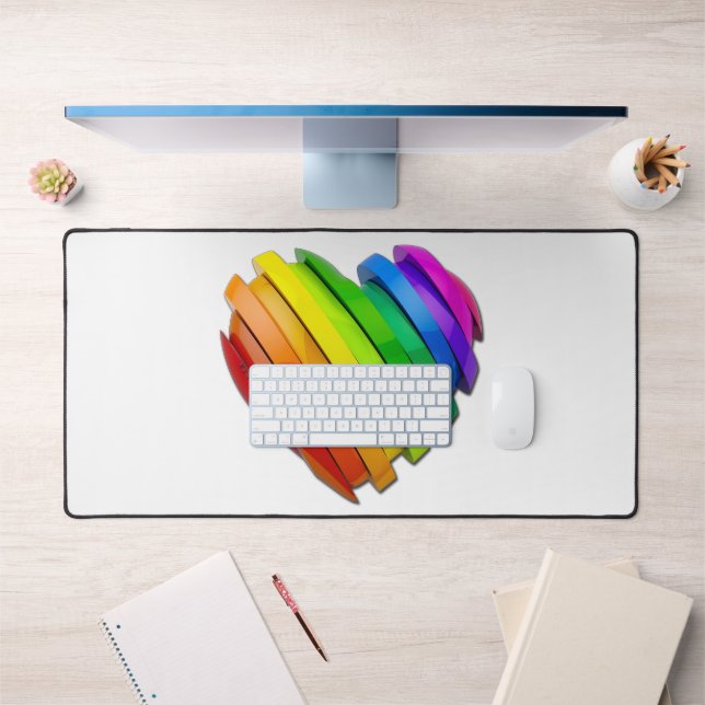 SlipperyJoe's pride heart shape multiple horizonta Desk Mat (Office 1)