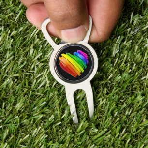 SlipperyJoe's pride heart shape multiple horizonta Divot Tool