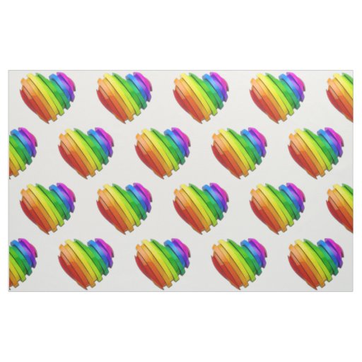SlipperyJoe's pride heart shape multiple horizonta Fabric