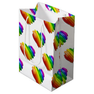 SlipperyJoe's pride heart shape multiple horizonta Medium Gift Bag